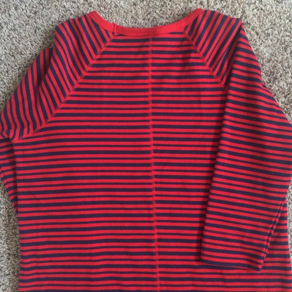 MERONA Red And Navy Striped Sheath Dress With 3/4 Sleeves - Picture 12 of 13